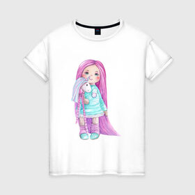 Женская футболка хлопок с принтом Маленькая девочка в Курске, 100% хлопок | прямой крой, круглый вырез горловины, длина до линии бедер, слегка спущенное плечо | 8 марта | dreams | всемирный женский день | цветы