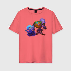 Женская футболка хлопок Oversize с принтом Сказочные создания в Курске, 100% хлопок | свободный крой, круглый ворот, спущенный рукав, длина до линии бедер
 | creatures | fantasy | рисунок | сказочные существа | фэнтези