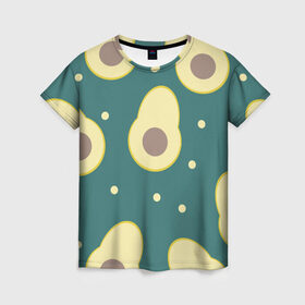 Женская футболка 3D с принтом Авокадо в Курске, 100% полиэфир ( синтетическое хлопкоподобное полотно) | прямой крой, круглый вырез горловины, длина до линии бедер | авокадо | диета | еда | завтрак | здоровое питание | зеленый | зож | перекус | узор