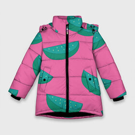 Зимняя куртка для девочек 3D с принтом Арбузы на розовом в Курске, ткань верха — 100% полиэстер; подклад — 100% полиэстер, утеплитель — 100% полиэстер. | длина ниже бедра, удлиненная спинка, воротник стойка и отстегивающийся капюшон. Есть боковые карманы с листочкой на кнопках, утяжки по низу изделия и внутренний карман на молнии. 

Предусмотрены светоотражающий принт на спинке, радужный светоотражающий элемент на пуллере молнии и на резинке для утяжки. | арбуз | зеленый | летний | паттерн | подарок | простой | розовыйй | тропический | узор | фрукт
