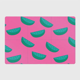 Магнитный плакат 3Х2 с принтом Арбузы на розовом в Курске, Полимерный материал с магнитным слоем | 6 деталей размером 9*9 см | Тематика изображения на принте: арбуз | зеленый | летний | паттерн | подарок | простой | розовыйй | тропический | узор | фрукт