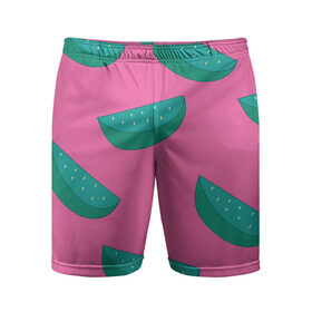 Мужские шорты спортивные с принтом Арбузы на розовом в Курске,  |  | Тематика изображения на принте: арбуз | зеленый | летний | паттерн | подарок | простой | розовыйй | тропический | узор | фрукт