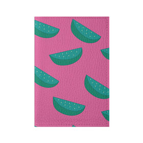 Обложка для паспорта матовая кожа с принтом Арбузы на розовом в Курске, натуральная матовая кожа | размер 19,3 х 13,7 см; прозрачные пластиковые крепления | арбуз | зеленый | летний | паттерн | подарок | простой | розовыйй | тропический | узор | фрукт