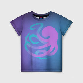 Детская футболка 3D с принтом Осьминог в Курске, 100% гипоаллергенный полиэфир | прямой крой, круглый вырез горловины, длина до линии бедер, чуть спущенное плечо, ткань немного тянется | Тематика изображения на принте: octopus | tentacles | морское животное | осьминог | тентакли | щупальца