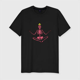 Мужская футболка хлопок Slim с принтом Вечная медитация в Курске, 92% хлопок, 8% лайкра | приталенный силуэт, круглый вырез ворота, длина до линии бедра, короткий рукав | корона | кости | медитация | ребра | скелет | череп
