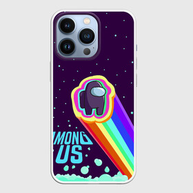 Чехол для iPhone 13 Pro с принтом AMONG US neon rainbow в Курске,  |  | детский | космос | неоновый | радуга | стильная | тренд | яркий