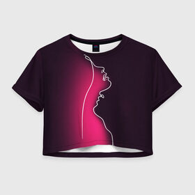 Женская футболка Crop-top 3D с принтом Love в Курске, 100% полиэстер | круглая горловина, длина футболки до линии талии, рукава с отворотами | 14 февряля | amor | kiss | love | love you | my love | valentine | валентин | люблю | любовь | отношения | пара | поцелуй | я люблю