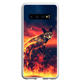 Чехол для Samsung Galaxy S10 с принтом Огненная лиса в Курске, Силикон | Область печати: задняя сторона чехла, без боковых панелей | Тематика изображения на принте: fox | foxy | животное | звери | лиса | лисенок | лисичка | милая | рыжая | фокс