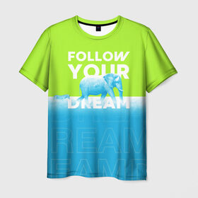 Мужская футболка 3D с принтом Следуй за своей мечтой в Курске, 100% полиэфир | прямой крой, круглый вырез горловины, длина до линии бедер | animal | dream | elephant | zebra | животные | звери | зебра | мечта | следуй за своей мечтой | слон