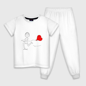 Детская пижама хлопок с принтом Бегу к тебе в Курске, 100% хлопок |  брюки и футболка прямого кроя, без карманов, на брюках мягкая резинка на поясе и по низу штанин
 | Тематика изображения на принте: люблю | парные | сердце | шары воздушные