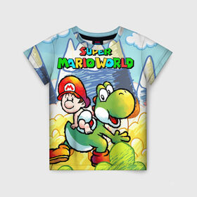 Детская футболка 3D с принтом Baby Mario в Курске, 100% гипоаллергенный полиэфир | прямой крой, круглый вырез горловины, длина до линии бедер, чуть спущенное плечо, ткань немного тянется | 16 bit | 16 бит | geek | island | snes | yoshi | марио | ретро