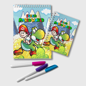 Блокнот с принтом Baby Mario в Курске, 100% бумага | 48 листов, плотность листов — 60 г/м2, плотность картонной обложки — 250 г/м2. Листы скреплены удобной пружинной спиралью. Цвет линий — светло-серый
 | 16 bit | 16 бит | geek | island | snes | yoshi | марио | ретро