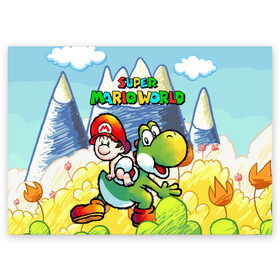 Поздравительная открытка с принтом Baby Mario в Курске, 100% бумага | плотность бумаги 280 г/м2, матовая, на обратной стороне линовка и место для марки
 | 16 bit | 16 бит | geek | island | snes | yoshi | марио | ретро