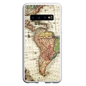 Чехол для Samsung Galaxy S10 с принтом ВИНТАЖНАЯ КАРТА в Курске, Силикон | Область печати: задняя сторона чехла, без боковых панелей | america | geografic | map | tegunvteg | travel | америка | винтаж | география | долгота | карта | колумб | материк | океан | путешествия | суша | широта