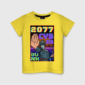 Детская футболка хлопок с принтом Retro Cyberpunk в Курске, 100% хлопок | круглый вырез горловины, полуприлегающий силуэт, длина до линии бедер | 2077 | cyber punk | cyberpunk | retro | tegunvteg | будущее | кибер панк | киберпанк | ретро | робот | хлопок