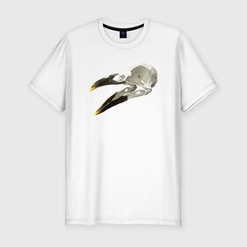 Мужская футболка хлопок Slim с принтом Череп птицы 2 в Курске, 92% хлопок, 8% лайкра | приталенный силуэт, круглый вырез ворота, длина до линии бедра, короткий рукав | клюв | остатки | скелет | череп