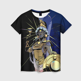 Женская футболка 3D с принтом Hades Афина в Курске, 100% полиэфир ( синтетическое хлопкоподобное полотно) | прямой крой, круглый вырез горловины, длина до линии бедер | hades | афина | игра | компьютерная | подарок | половина | синий | хейдс | хэйдс | черный