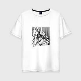 Женская футболка хлопок Oversize с принтом Eva 01 в Курске, 100% хлопок | свободный крой, круглый ворот, спущенный рукав, длина до линии бедер
 | eva 01 | evangelion | аниме | ева 01 | евангелион | манга | робот