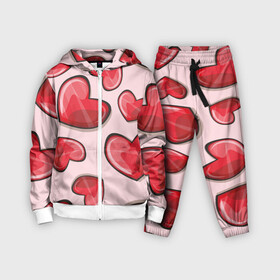Детский костюм 3D с принтом Узор Сердечки для влюбленных в Курске,  |  | Тематика изображения на принте: 14 февраля | влюбленным | день святого валентина | красные | любовь | парные | подарок | сердечки | узор