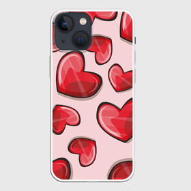 Чехол для iPhone 13 mini с принтом Узор Сердечки для влюбленных в Курске,  |  | 14 февраля | влюбленным | день святого валентина | красные | любовь | парные | подарок | сердечки | узор