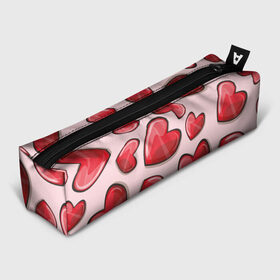 Пенал 3D с принтом Узор Сердечки для влюбленных в Курске, 100% полиэстер | плотная ткань, застежка на молнии | 14 февраля | влюбленным | день святого валентина | красные | любовь | парные | подарок | сердечки | узор