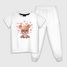 Детская пижама хлопок с принтом Влюбленный мишка в Курске, 100% хлопок |  брюки и футболка прямого кроя, без карманов, на брюках мягкая резинка на поясе и по низу штанин
 | Тематика изображения на принте: любовь | медведь | парные