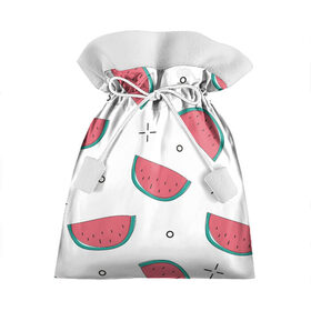 Подарочный 3D мешок с принтом Нарисованный арбуз в Курске, 100% полиэстер | Размер: 29*39 см | Тематика изображения на принте: арбуз | белый | вкусный | детский | еда | летний | нарисованный | паттерн | простой | узор