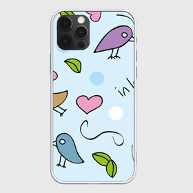 Чехол для iPhone 12 Pro Max с принтом Влюбленные птички в Курске, Силикон |  | 14 февраля | влюбленным | день святого валентина | детский | любовь | милый | паттерн | птички | сердечки | узор