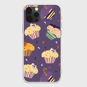 Чехол для iPhone 12 Pro Max с принтом Узор на Хэллоуин в Курске, Силикон |  | капкейки | кондитер | летучая мышь | подарок | праздничный | сладости | узор | фиолетовый | хеллоуин | хэллоуин | череп