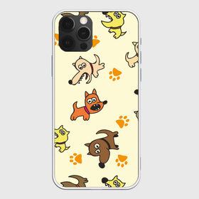 Чехол для iPhone 12 Pro Max с принтом Собачки в Курске, Силикон |  | детский | желтый | забавный | злые | зоо | милый | нарисованный | пёсики | приют | следы | собаки | собачки | узор | щенки