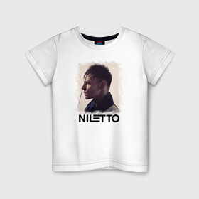 Детская футболка хлопок с принтом NILETTO в Курске, 100% хлопок | круглый вырез горловины, полуприлегающий силуэт, длина до линии бедер | niletto | данил прытков | даня | музыка | нилетто | тату | шоу