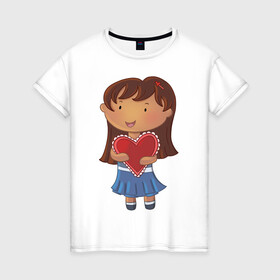 Женская футболка хлопок с принтом Я люблютебя в Курске, 100% хлопок | прямой крой, круглый вырез горловины, длина до линии бедер, слегка спущенное плечо | влюбленность | девочка | парные | сердце