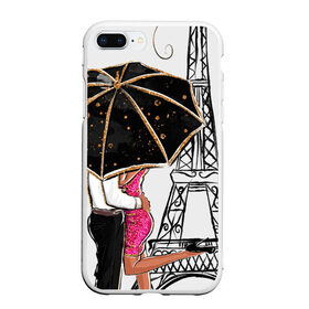 Чехол для iPhone 7Plus/8 Plus матовый с принтом Хочу в Париж в Курске, Силикон | Область печати: задняя сторона чехла, без боковых панелей | Тематика изображения на принте: tegunvteg | башня | любовь | путешествия