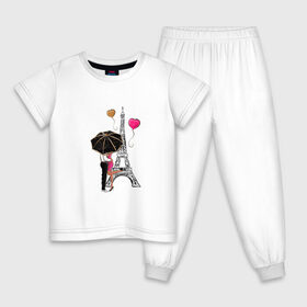 Детская пижама хлопок с принтом Хочу в Париж в Курске, 100% хлопок |  брюки и футболка прямого кроя, без карманов, на брюках мягкая резинка на поясе и по низу штанин
 | tegunvteg | башня | любовь | путешествия