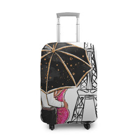 Чехол для чемодана 3D с принтом Хочу в Париж в Курске, 86% полиэфир, 14% спандекс | двустороннее нанесение принта, прорези для ручек и колес | tegunvteg | башня | любовь | путешествия