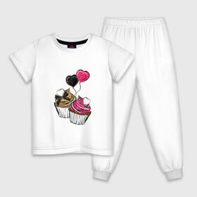 Детская пижама хлопок с принтом Кексики в Курске, 100% хлопок |  брюки и футболка прямого кроя, без карманов, на брюках мягкая резинка на поясе и по низу штанин
 | сладости | шары
