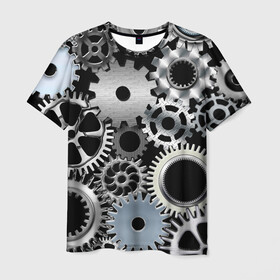 Мужская футболка 3D с принтом ЧАСОВОЙ МЕХАНИЗМ в Курске, 100% полиэфир | прямой крой, круглый вырез горловины, длина до линии бедер | clock | iron | stimpank | time | watch | времяя | железо | зубцы | колеса | механизм | сталь | стимпанк | часы | шестеренки