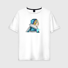 Женская футболка хлопок Oversize с принтом FANART crystal maiden в Курске, 100% хлопок | свободный крой, круглый ворот, спущенный рукав, длина до линии бедер
 | crystalmaiden | dota2 | fanart | games | moba | игры | фанарт