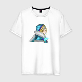 Мужская футболка хлопок с принтом FANART crystal maiden в Курске, 100% хлопок | прямой крой, круглый вырез горловины, длина до линии бедер, слегка спущенное плечо. | crystalmaiden | dota2 | fanart | games | moba | игры | фанарт