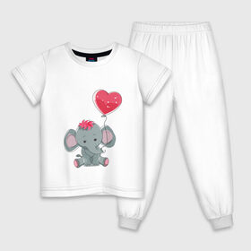Детская пижама хлопок с принтом Влюбленный слоник в Курске, 100% хлопок |  брюки и футболка прямого кроя, без карманов, на брюках мягкая резинка на поясе и по низу штанин
 | Тематика изображения на принте: влюбленность | животные | мальчик | парные | сердце | слоник | шары