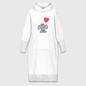 Платье удлиненное хлопок с принтом Влюбленный слоник в Курске,  |  | влюбленность | животные | мальчик | парные | сердце | слоник | шары