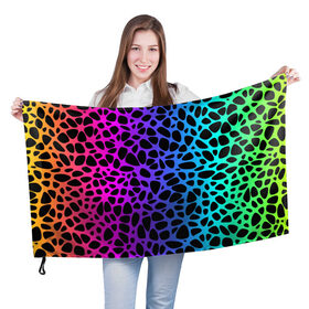 Флаг 3D с принтом Неоновый градиент в Курске, 100% полиэстер | плотность ткани — 95 г/м2, размер — 67 х 109 см. Принт наносится с одной стороны | абстракция | градиент | неон | радуга | узор | фон | яркий узор