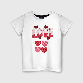 Детская футболка хлопок с принтом Любовь в Курске, 100% хлопок | круглый вырез горловины, полуприлегающий силуэт, длина до линии бедер | клубника | надписи | сердечки