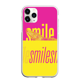 Чехол для iPhone 11 Pro матовый с принтом Улыбнись (крокодил) в Курске, Силикон |  | smile | гена | желтый | крокодил | позитив | розовый | улыбка | улыбнись