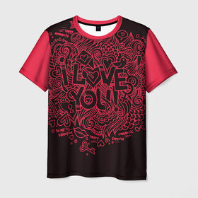 Мужская футболка 3D+ с принтом Love в Курске, 100% микрофибра | круглый вырез горловины, длина до линии бедер | 14 февряля | amor | kiss | love | love you | my love | valentine | валентин | люблю | любовь | отношения | пара | поцелуй | я люблю