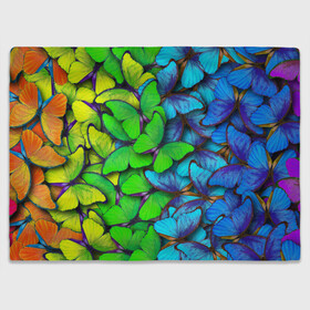Плед 3D с принтом Радужные бабочки в Курске, 100% полиэстер | закругленные углы, все края обработаны. Ткань не мнется и не растягивается | Тематика изображения на принте: абстракция | бабочки | градиент | неон | природа | радуга | узор | фон | яркий узор