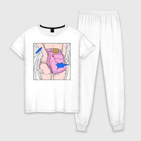 Женская пижама хлопок с принтом Sexy girl в Курске, 100% хлопок | брюки и футболка прямого кроя, без карманов, на брюках мягкая резинка на поясе и по низу штанин | любовь | туфли