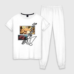Женская пижама хлопок с принтом рак game over в Курске, 100% хлопок | брюки и футболка прямого кроя, без карманов, на брюках мягкая резинка на поясе и по низу штанин | gaming | игры | клешни | рак | юмор | японский