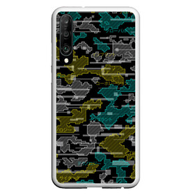 Чехол для Honor P30 с принтом Futuristic Camo в Курске, Силикон | Область печати: задняя сторона чехла, без боковых панелей | Тематика изображения на принте: cyberpunk | glitch | глитч | камуфляж | киберпанк | футуристичный