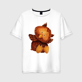 Женская футболка хлопок Oversize с принтом Сова в Курске, 100% хлопок | свободный крой, круглый ворот, спущенный рукав, длина до линии бедер
 | режим дня | совушка